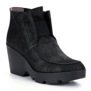 Eileen Fisher Textured Black Wedge Booties